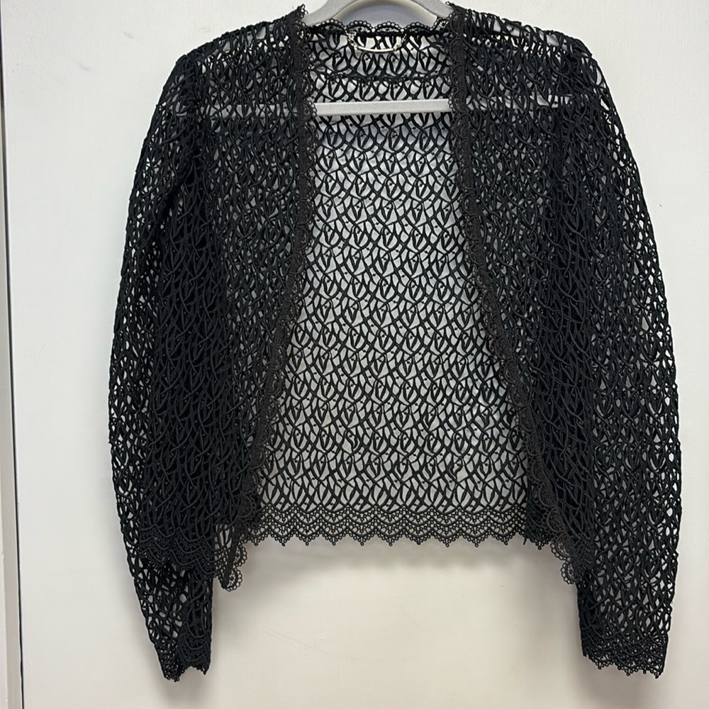 St. John Women’s Elegant Open Weave Evening Sweater Cardigan Jacket S/M